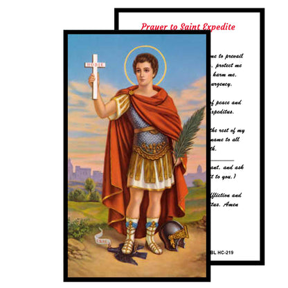 Saint Expedite Patron of Urgent Matters and Fast Results Handcrafted Smoke Quartz Crystal Rosary with Silver‑Plated Crucifix and Color Image Centerpiece – Cross Pater Nosters and Prayer Card Included