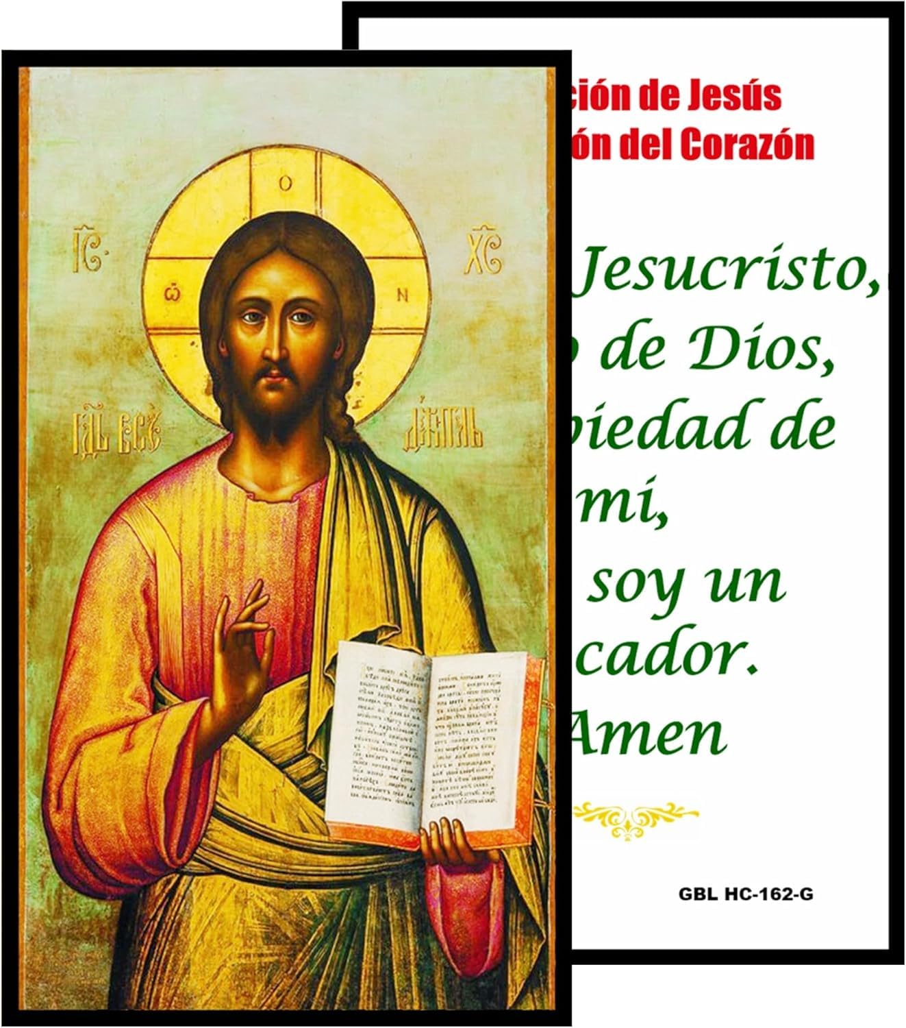 Cristo Pantocrator La Oracion de Jesus Handcrafted Smoke Quartz Crystal Rosary with Silver‑Plated Crucifix and Color Image Centerpiece – Cross Pater Nosters and Prayer Card Included IN SPANISH