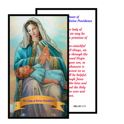 Our Lady of Divine Providence Patron of Puerto Rico Handcrafted rosary jet black quartz capped beads gold plated findings, crucifix, medal centerpiece with color image and a prayer card