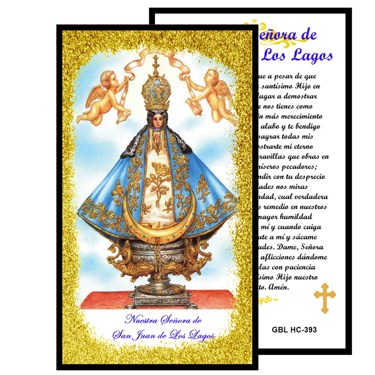 Nuestra Senora de San Juan de Los Lagos Handcrafted Smoke Quartz Crystal Rosary with Silver‑Plated Crucifix and Color Image Centerpiece – Cross Pater Nosters and Prayer Card Included IN SPANISH