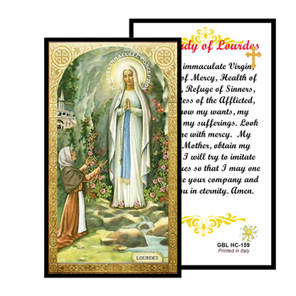 Our Lady of Lourdes Handcrafted Smoke Quartz Crystal Rosary with Silver‑Plated Crucifix and Color Image Centerpiece – Cross Pater Nosters and Prayer Card Included