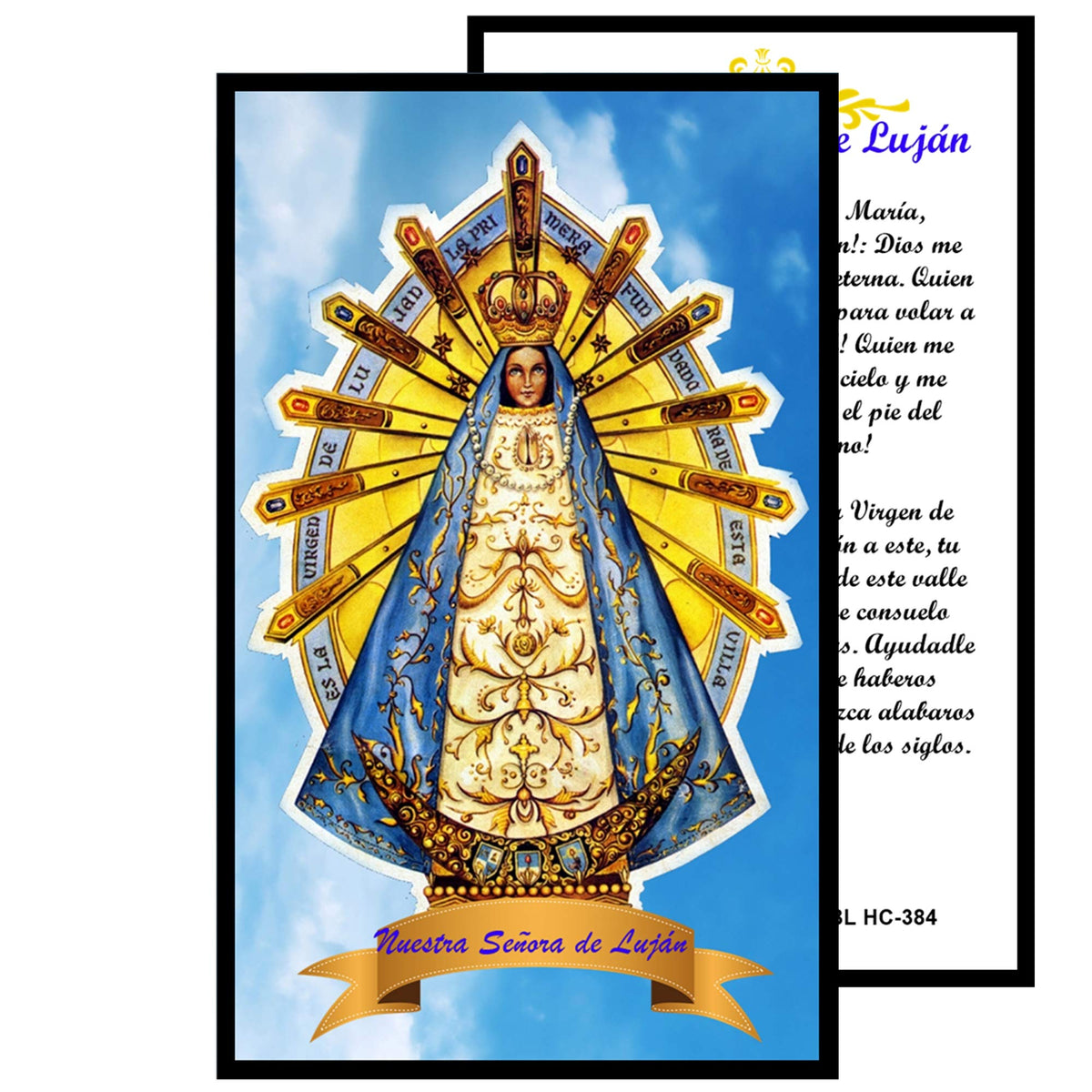 Virgen de Lujan Patrona de Argentina Uruguay y Paraguay Handcrafted Smoke Quartz Crystal Rosary with Silver‑Plated Crucifix and Color Image Centerpiece – Cross Pater Nosters and Prayer Card Included IN SPANISH