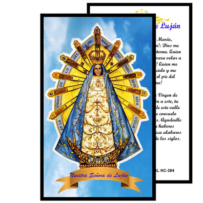 Virgen de Lujan Patrona de Argentina Uruguay y Paraguay Handcrafted Smoke Quartz Crystal Rosary with Silver‑Plated Crucifix and Color Image Centerpiece – Cross Pater Nosters and Prayer Card Included IN SPANISH