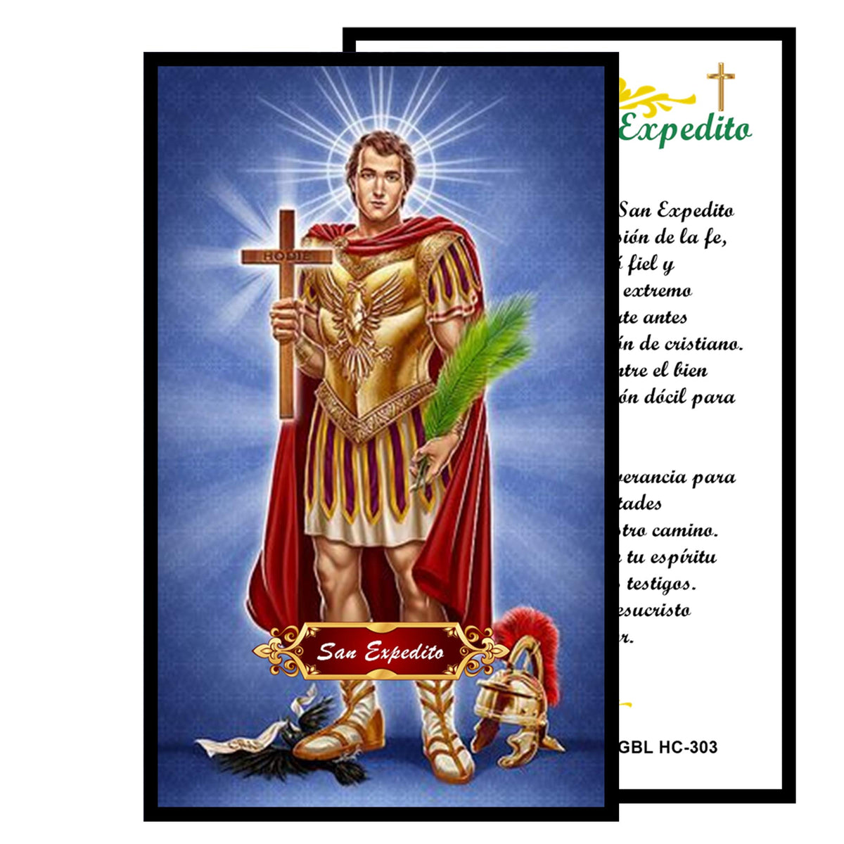 San Expedito Patron de Asuntos Urgentes Handcrafted Smoke Quartz Crystal Rosary with Silver‑Plated Crucifix and Color Image Centerpiece – Cross Pater Nosters and Prayer Card Included IN SPANISH