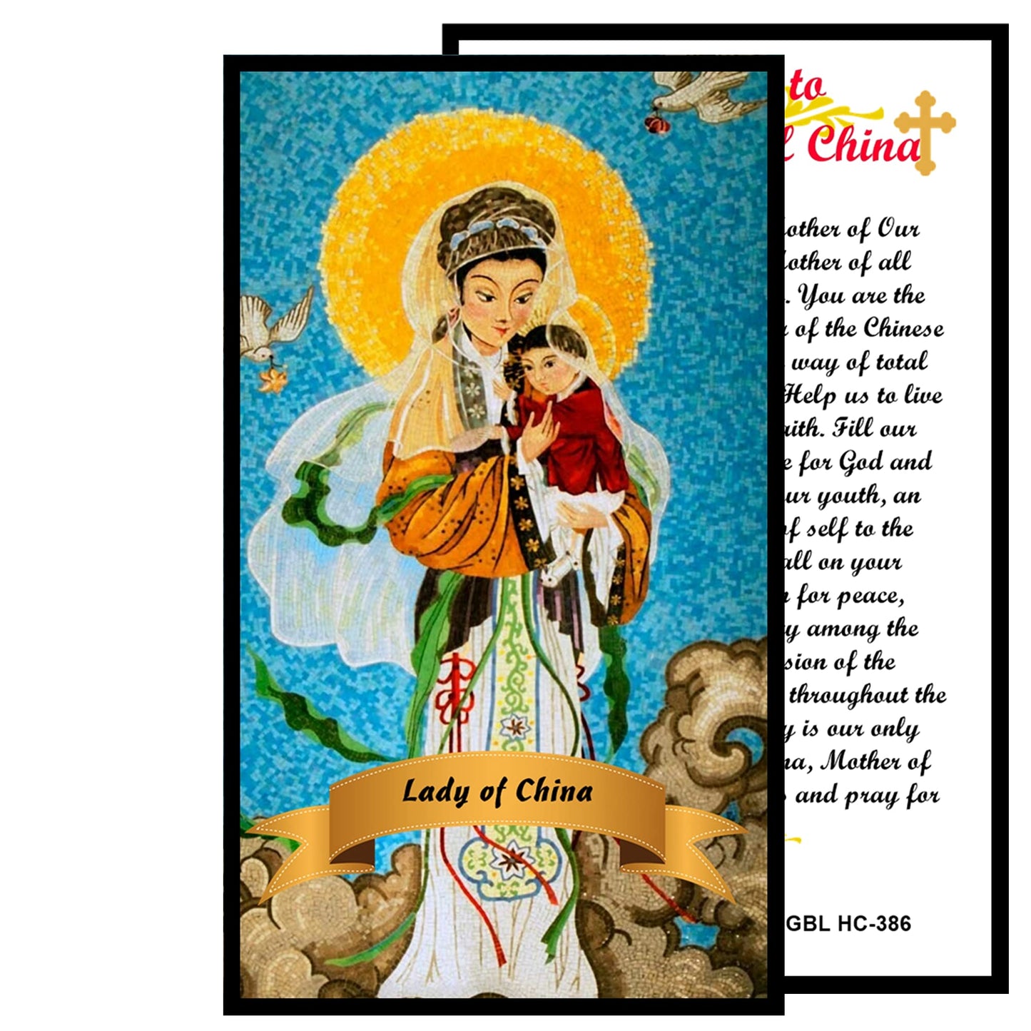 Gifts by Lulee, LLC Our Lady of China Handcrafted Smoke Quartz Crystal Rosary with Silver‑Plated Crucifix and Color Image Centerpiece – Cross Pater Nosters and Prayer Card Included