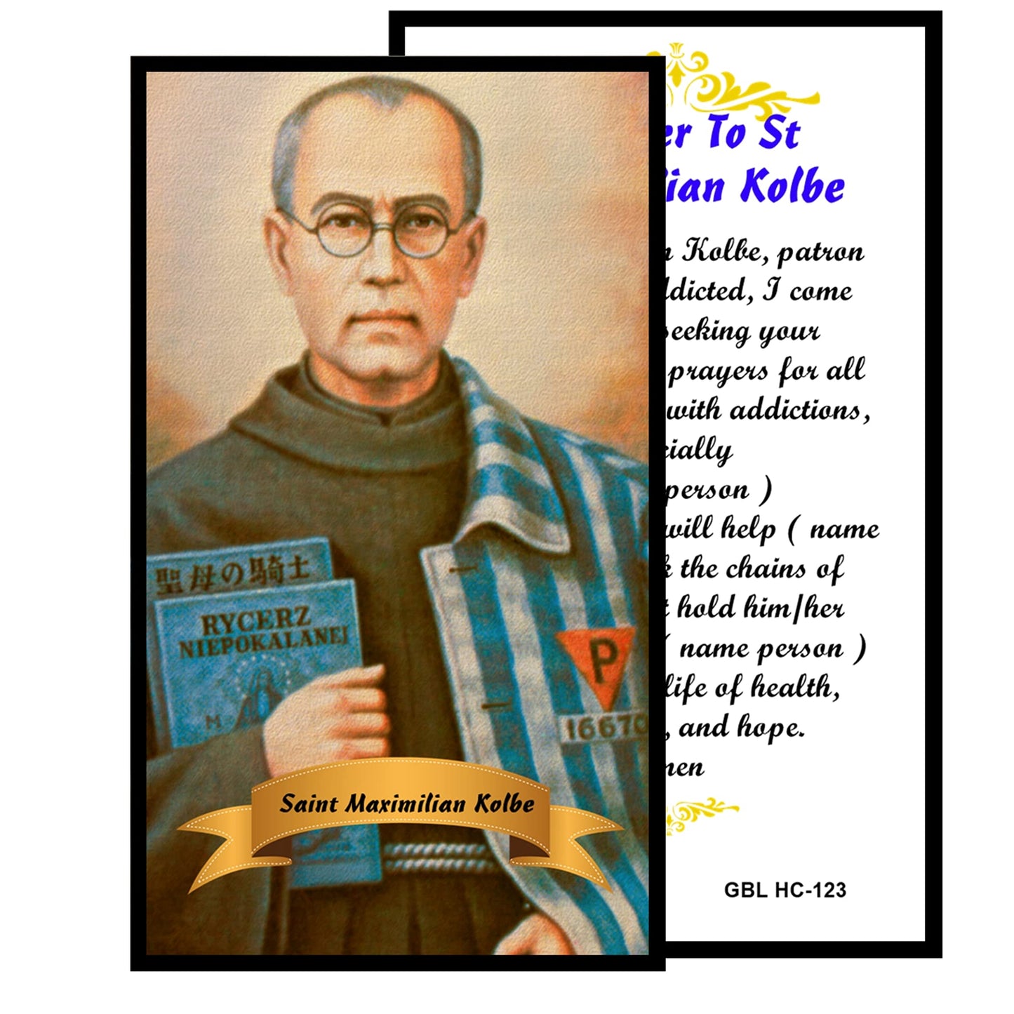 Saint Maximilian Kolbe Patron of Those with Addictions Handcrafted Smoke Quartz Crystal Rosary with Silver‑Plated Crucifix and Color Image Centerpiece – Cross Pater Nosters and Prayer Card Included