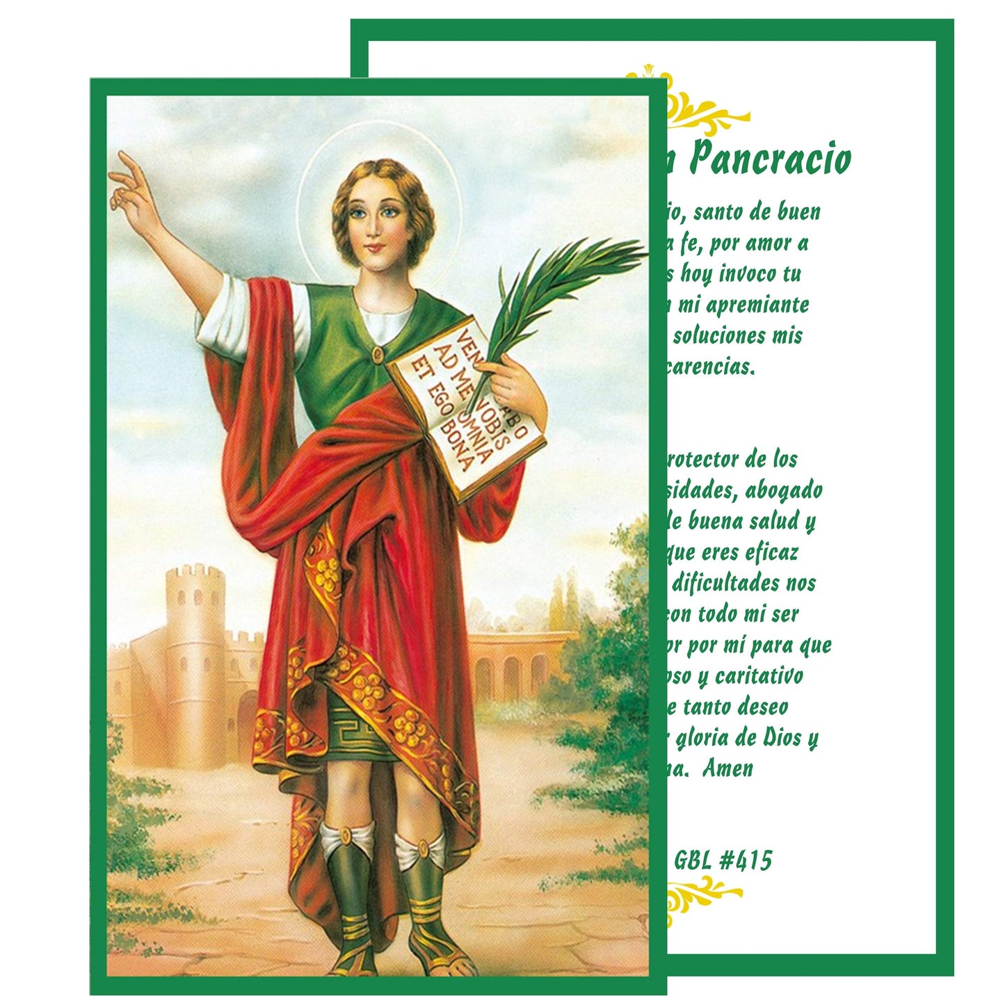 San Pancracio San Pancras Patron De Los Empleos Y La Salud Handcrafted Smoke Quartz Crystal Rosary with Silver‑Plated Crucifix and Color Image Centerpiece – Cross Pater Nosters and Prayer Card Included IN SPANISH