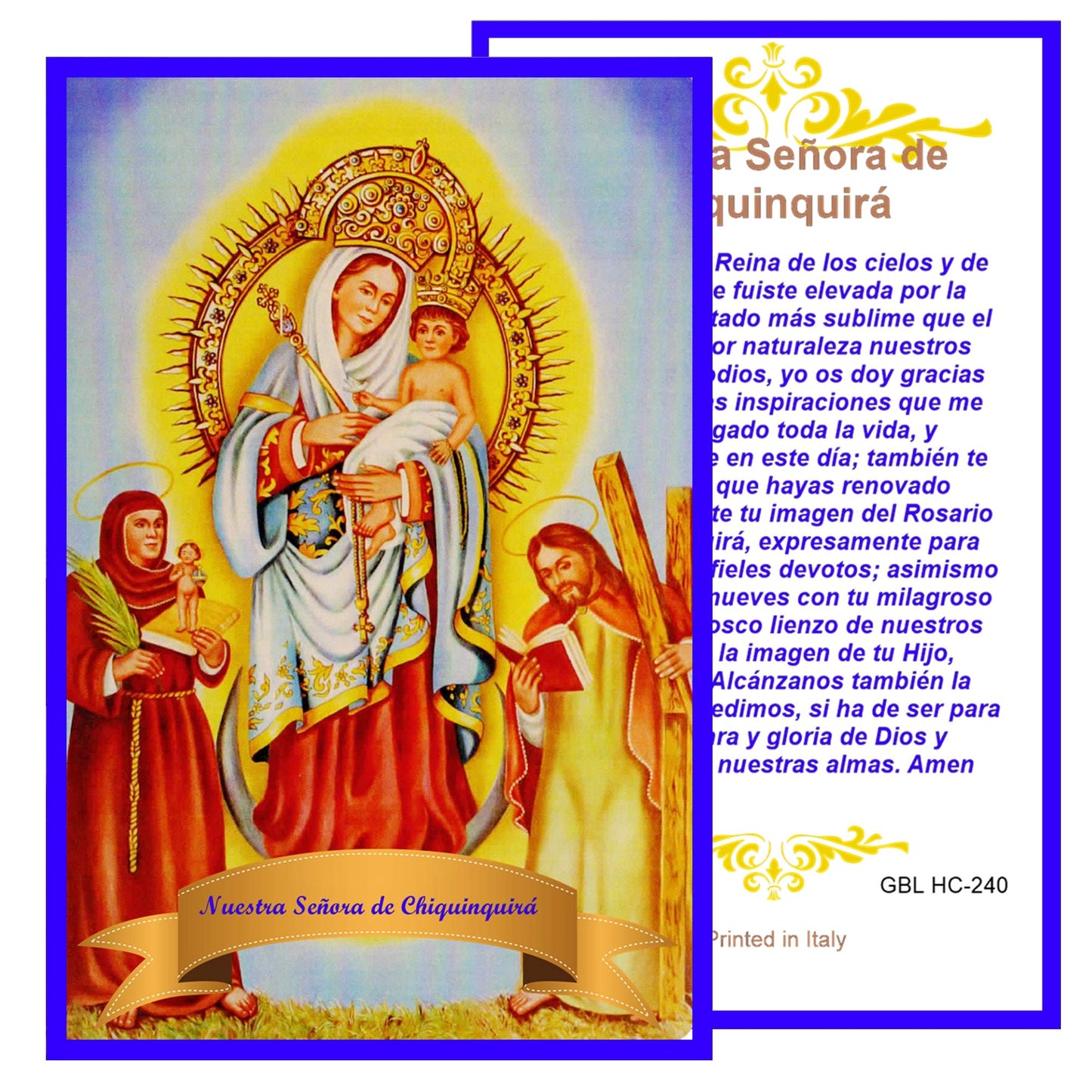 La Santisima Virgen De Chiquinquira Handcrafted Smoke Quartz Crystal Rosary with Silver‑Plated Crucifix and Color Image Centerpiece – Cross Pater Nosters and Prayer Card Included IN SPANISH