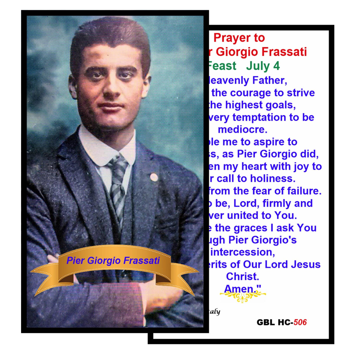 St Pier Giorgio Frassati Patron Saint of Students Young Catholics Mountaineers Medal and prayer card Canonized on Sept 6 2025