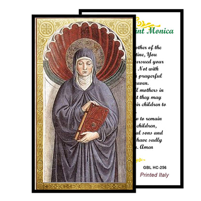 Saint Monica Patron of Wives and Abused Women Handcrafted Smoke Quartz Crystal Rosary with Silver‑Plated Crucifix and Color Image Centerpiece Cross Pater Nosters and Prayer Card Included
