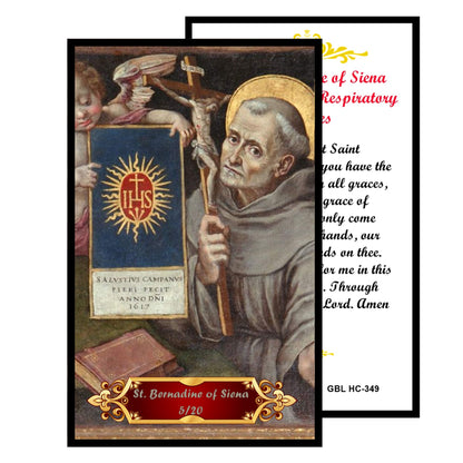 Saint Bernardine of Siena Patron of Those with Respiratory Ailments Handcrafted Smoke Quartz Crystal Rosary with Silver‑Plated Crucifix and Color Image Centerpiece – Cross Pater Nosters and Prayer Card Included
