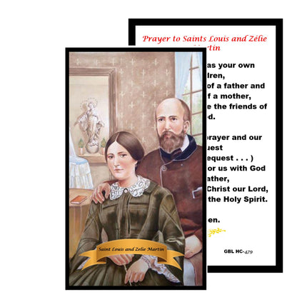 Saints Louis Martin and Zélie Guérin Parents of St Therese Patrons of Marriage and Parenting Handcrafted rosary jet black quartz capped beads gold plated findings, crucifix, medal centerpiece with color image and a prayer card