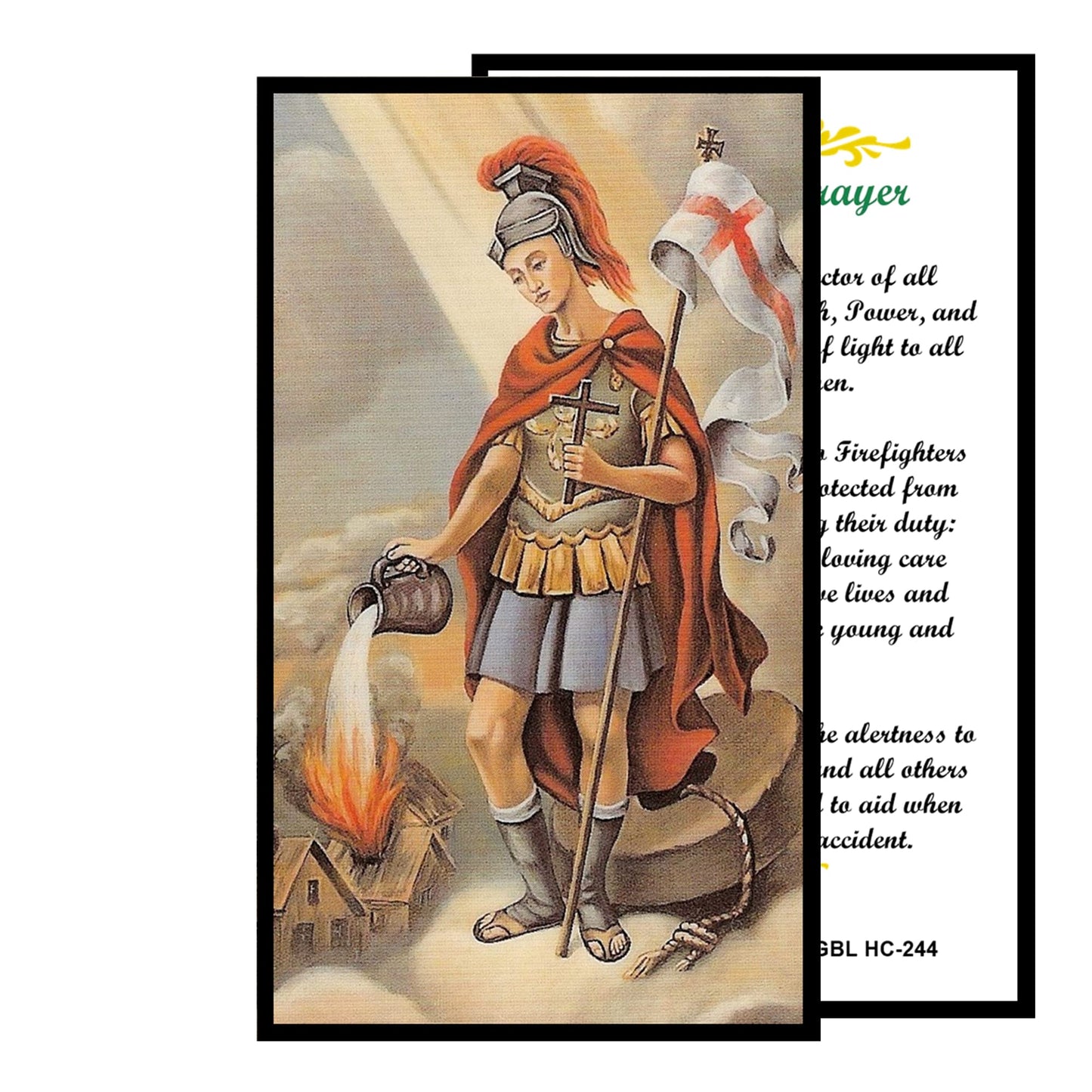 Saint Florian Patron of Firefighters Handcrafted Smoke Quartz Crystal Rosary with Silver‑Plated Crucifix and Color Image Centerpiece Cross Pater Nosters and Prayer Card Included