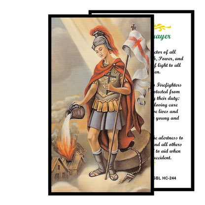 Saint Florian Patron of Firefighters Handcrafted Smoke Quartz Crystal Rosary with Silver‑Plated Crucifix and Color Image Centerpiece Cross Pater Nosters and Prayer Card Included