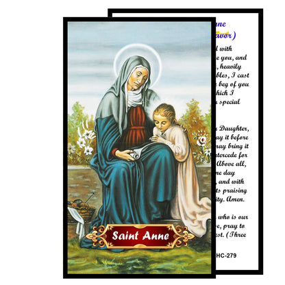 Saint Anne Mother of the Blessed Virgin Mary Patroness of Housewives and Women Handcrafted Smoke Quartz Crystal Rosary with Silver‑Plated Crucifix and Color Image Centerpiece – Cross Pater Nosters and Prayer Card Included
