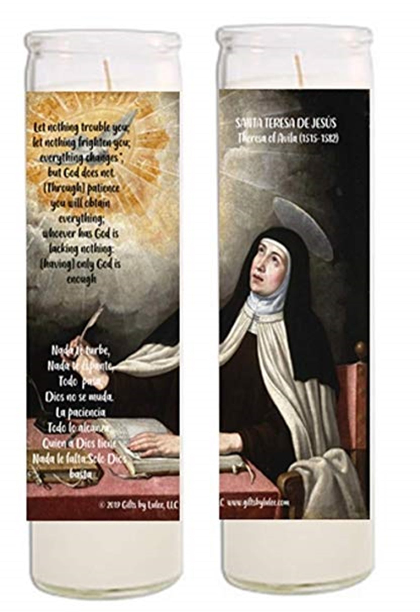 Saint Teresa of Avila Santa Teresa de Jesus Set of Candles Carmellite Nun Monja Carmelita Nada te turbe Let Nothing disturbe You