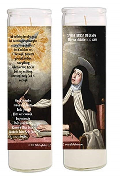 Saint Teresa of Avila Santa Teresa de Jesus Set of Candles Carmellite Nun Monja Carmelita Nada te turbe Let Nothing disturbe You