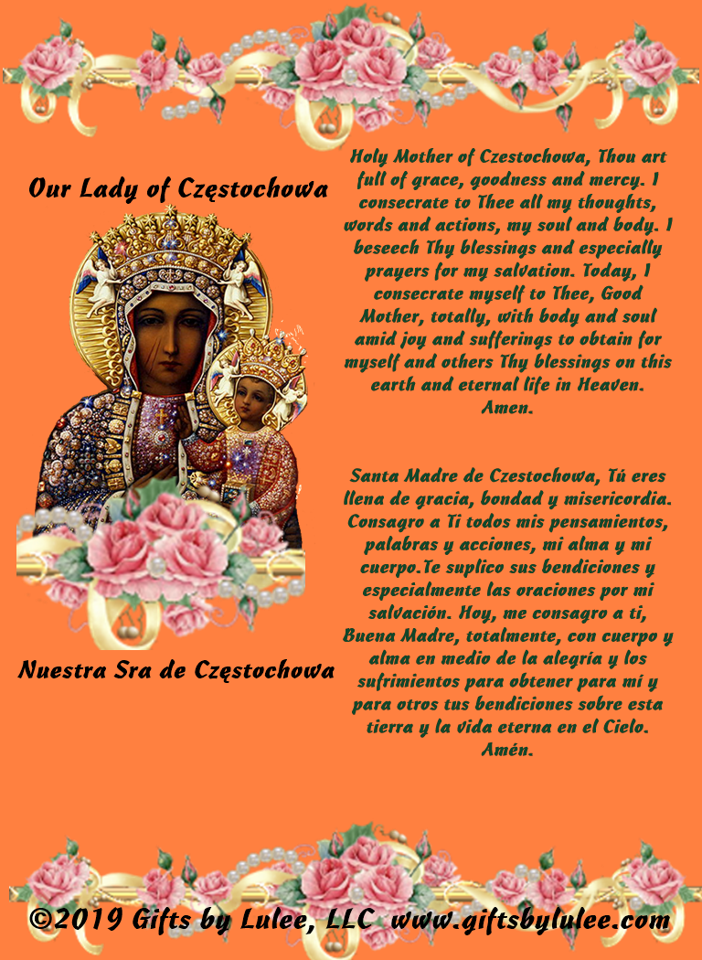 Our Lady of Częstochowa Flameless LED Acrylic Pillar Candle with Flickering Flame Battery Operated great for places where an open flame is not allowed hospitals nursing homes dorms-Batteries included