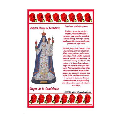 La Virgen de la Candelaria Flameless LED Acrylic Pillar Candle with Flickering Flame Battery Operated great for places where an open flame is not allowed hospitals nursing homes dorms-Batteries included