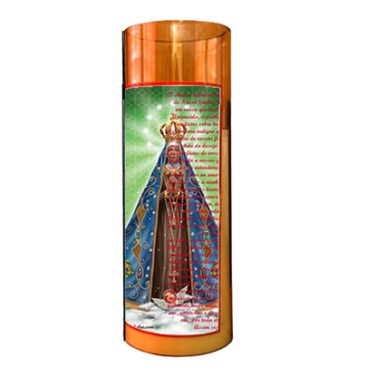 Nuestra Señora Aparecida Flameless LED Acrylic Pillar Candle with Flickering Flame Battery Operated great for places where an open flame is not allowed hospitals nursing homes dorms-Batteries included