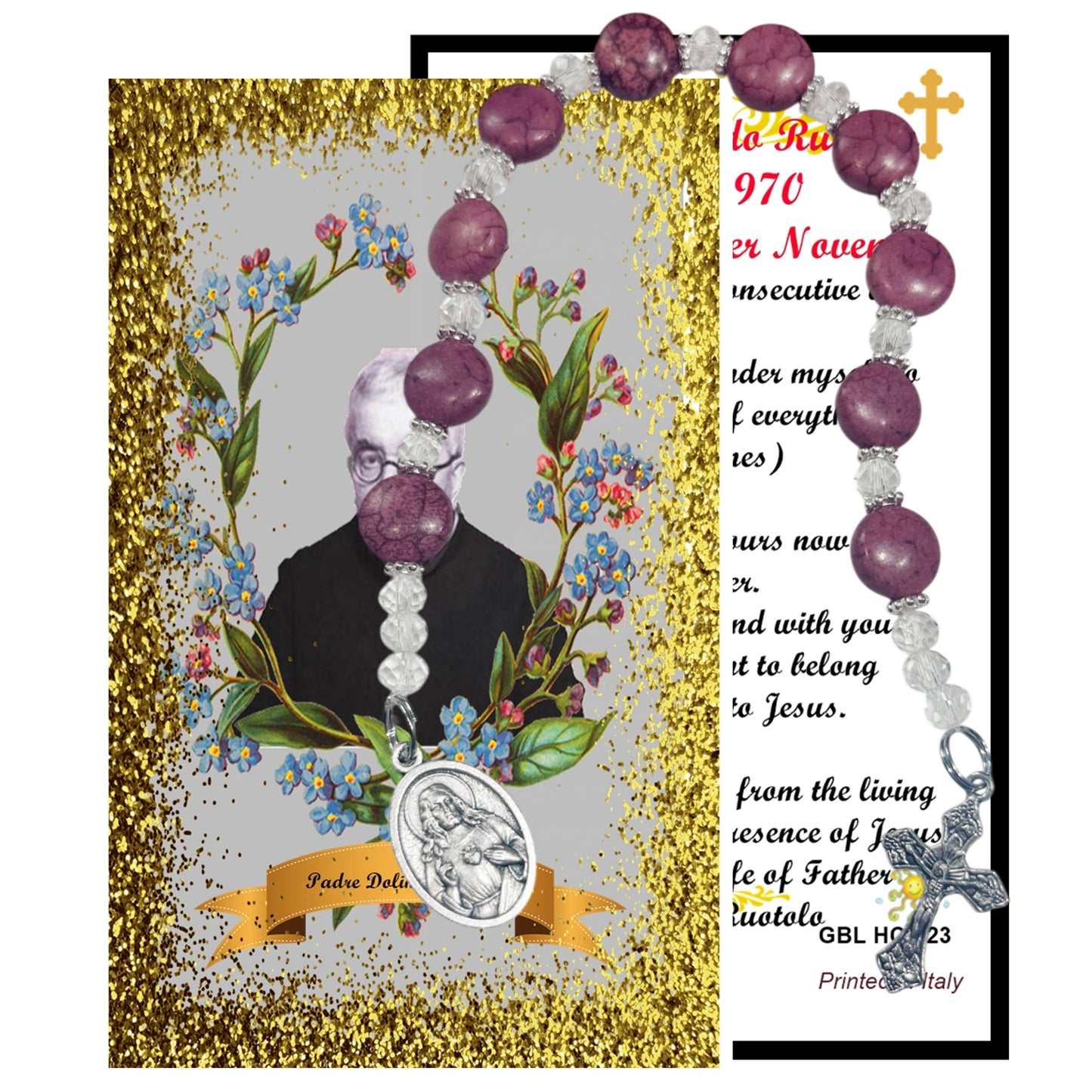 Surrender Novena Chaplet  Blessed Surrender Prayer Card & Sacred Heart of Jesus and Sacred Heart of Mary Medal