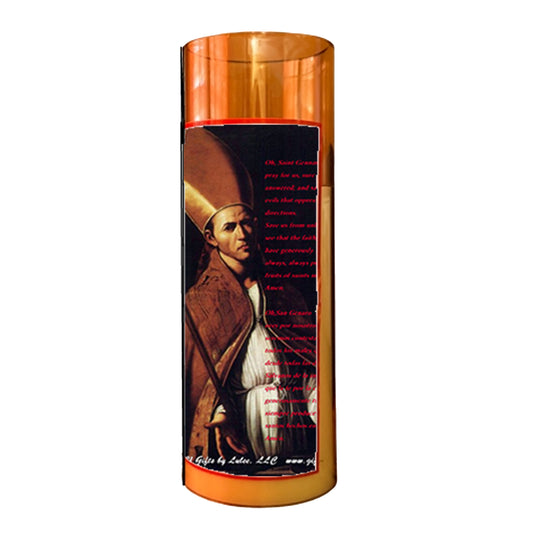 San Gennaro LED Acrylic Pillar Candle with Flickering Flame Battery Operated great for places where an open flame is not allowed hospitals nursing homes dorms-Batteries included