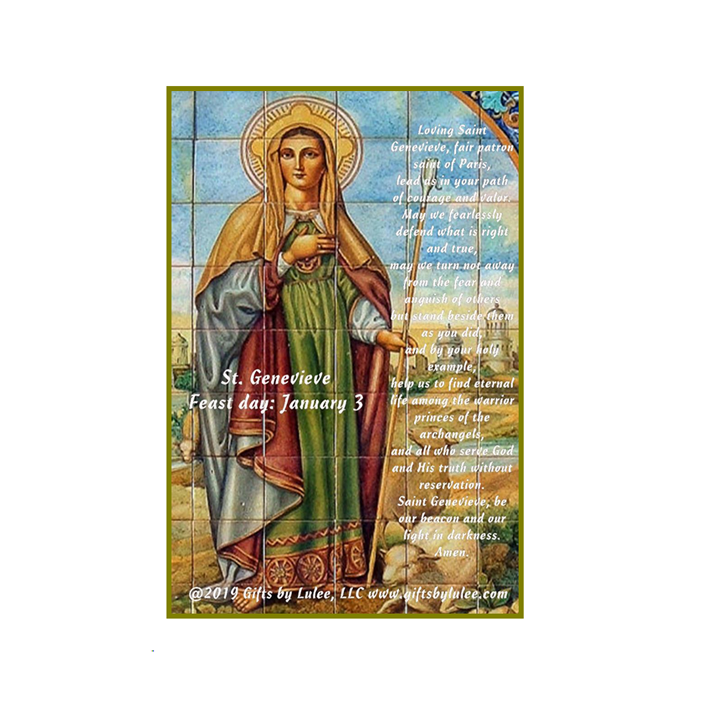 Saint Genevieve LED Acrylic Pillar Candle with Flickering Flame Battery Operated great for places where an open flame is not allowed hospitals nursing homes dorms-Batteries included