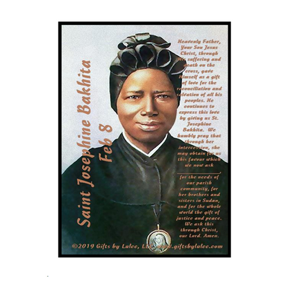 Saint Josephine Bakhita LED Acrylic Pillar Candle with Flickering Flame Battery Operated great for places where an open flame is not allowed hospitals nursing homes dorms-Batteries included