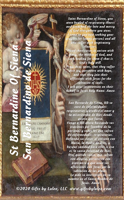 Saint Bernardino of Siena LED Acrylic Pillar Candle with Flickering Flame Battery Operated great for places where an open flame is not allowed hospitals nursing homes dorms-Batteries included