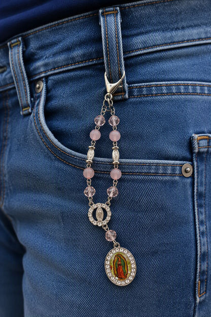Our Lady of Guadalupe Charm Bracelet, Catholic Purse Charm, Backpack Accessory, Rearview Mirror Hanging, Religious Gift for Women