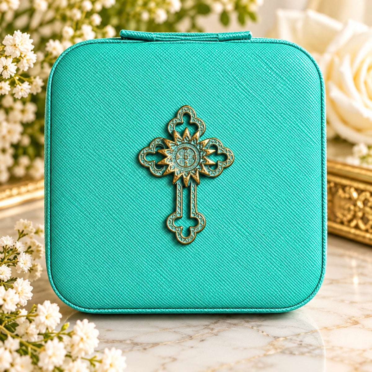Saint Therese Portable Catholic Oratory Gift Set – Travel Jewelry Case with Chaplet Rosary