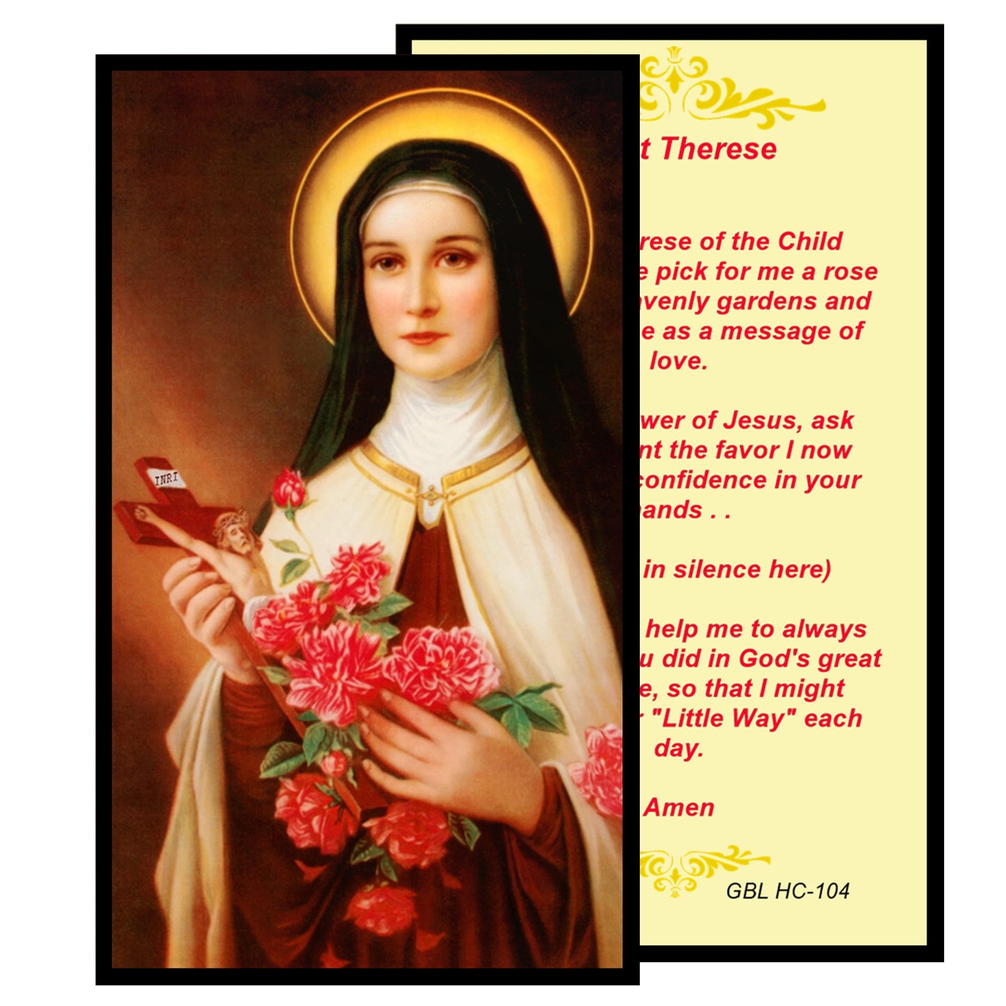 Thérèse of Lisieux LED Acrylic Pillar Candle with Flickering Flame Battery Operated great for places where an open flame is not allowed hospitals nursing homes dorms-Batteries included