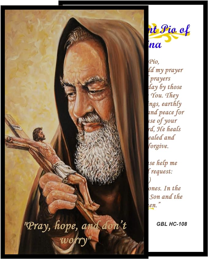 Padre Pio LED Acrylic Pillar Candle with Flickering Flame Battery Operated great for places where an open flame is not allowed hospitals nursing homes dorms-Batteries included
