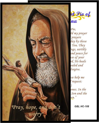 Padre Pio LED Acrylic Pillar Candle with Flickering Flame Battery Operated great for places where an open flame is not allowed hospitals nursing homes dorms-Batteries included