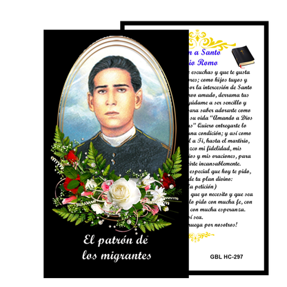 Santo Toribio ROMO Patron de Los Inmigrantes Set DE 2 o 4 Veladoras de Cristal Tarjeta