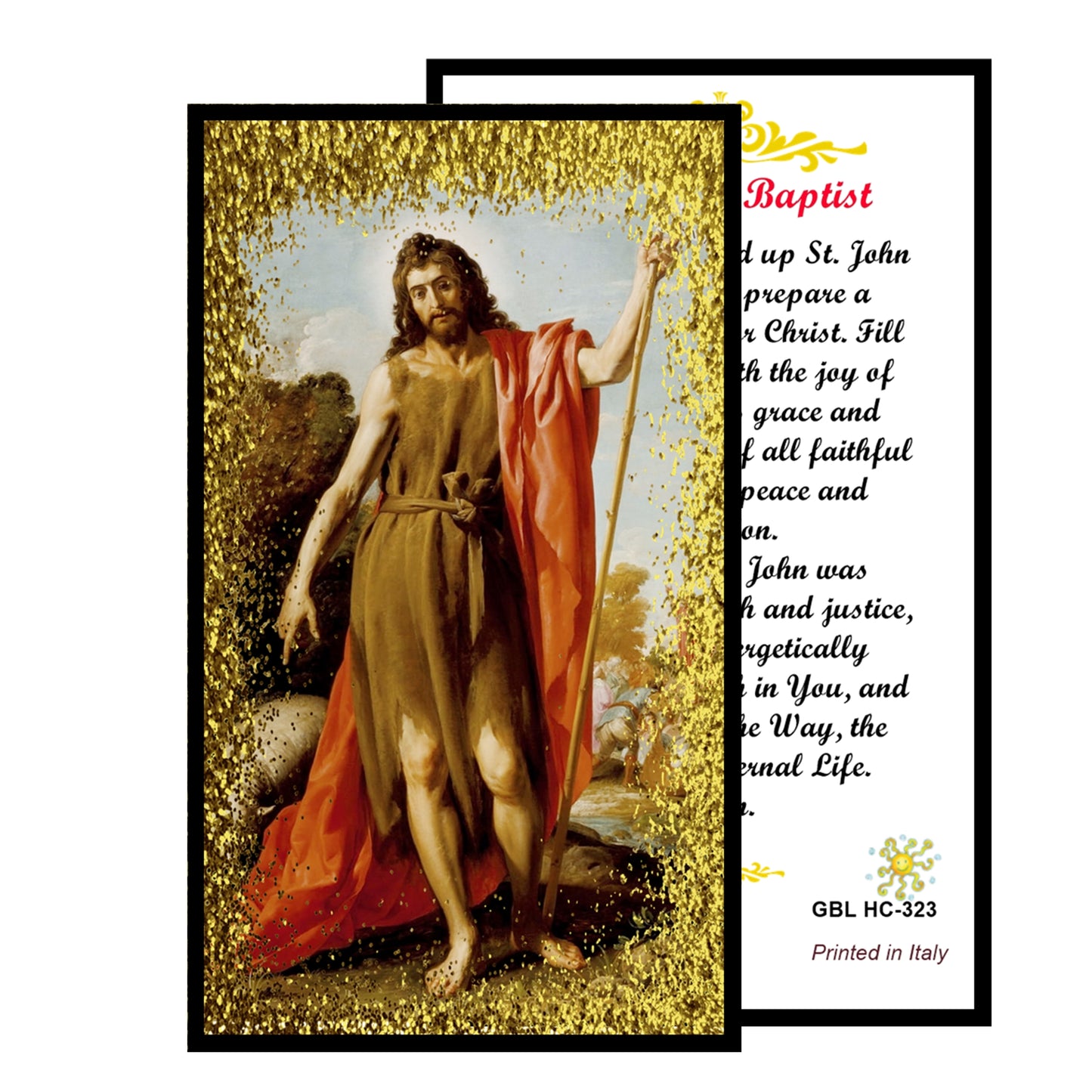Saint John the Baptist Handcrafted Blue Crystal Rosary with Silver‑Plated crucifix and Color Image Centerpiece – Cross Pater Nosters and Prayer Card Included