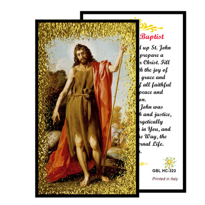 Saint John the Baptist Handcrafted Blue Crystal Rosary with Silver‑Plated crucifix and Color Image Centerpiece – Cross Pater Nosters and Prayer Card Included