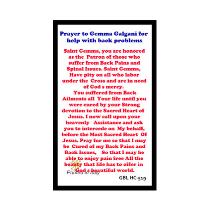 Saint Gemma Galgani Chaplet Prayer Card for Back Pain– Green Beads with Sparkle of Gold Color