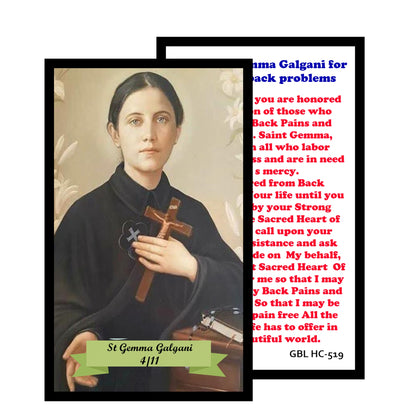 Saint Gemma Galgani Chaplet Prayer Card for Back Pain– Green Beads with Sparkle of Gold Color