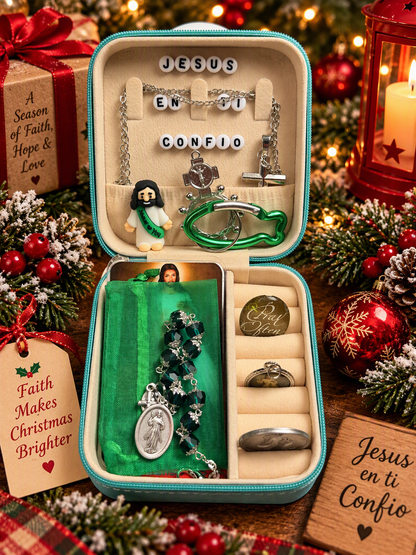 Divine Mercy - Divina Misericordia  Portable Catholic Oratory Gift Set – Travel Jewelry Case with Chaplet Rosary