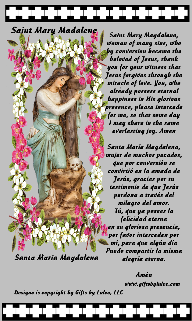 Saint Mary Magdalene LED Acrylic Pillar Candle with Flickering Flame Battery Operated great for places where an open flame is not allowed hospitals nursing homes dorms-Batteries included