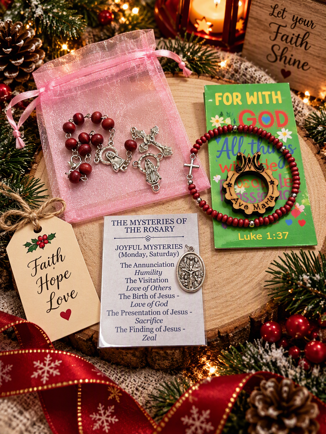 Saint Therese Portable Catholic Oratory Gift Set – Travel Jewelry Case with Chaplet Rosary