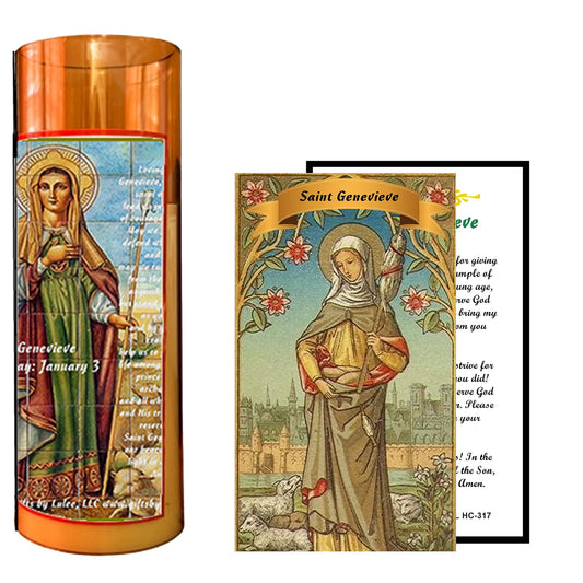 Saint Genevieve LED Acrylic Pillar Candle with Flickering Flame Battery Operated great for places where an open flame is not allowed hospitals nursing homes dorms-Batteries included
