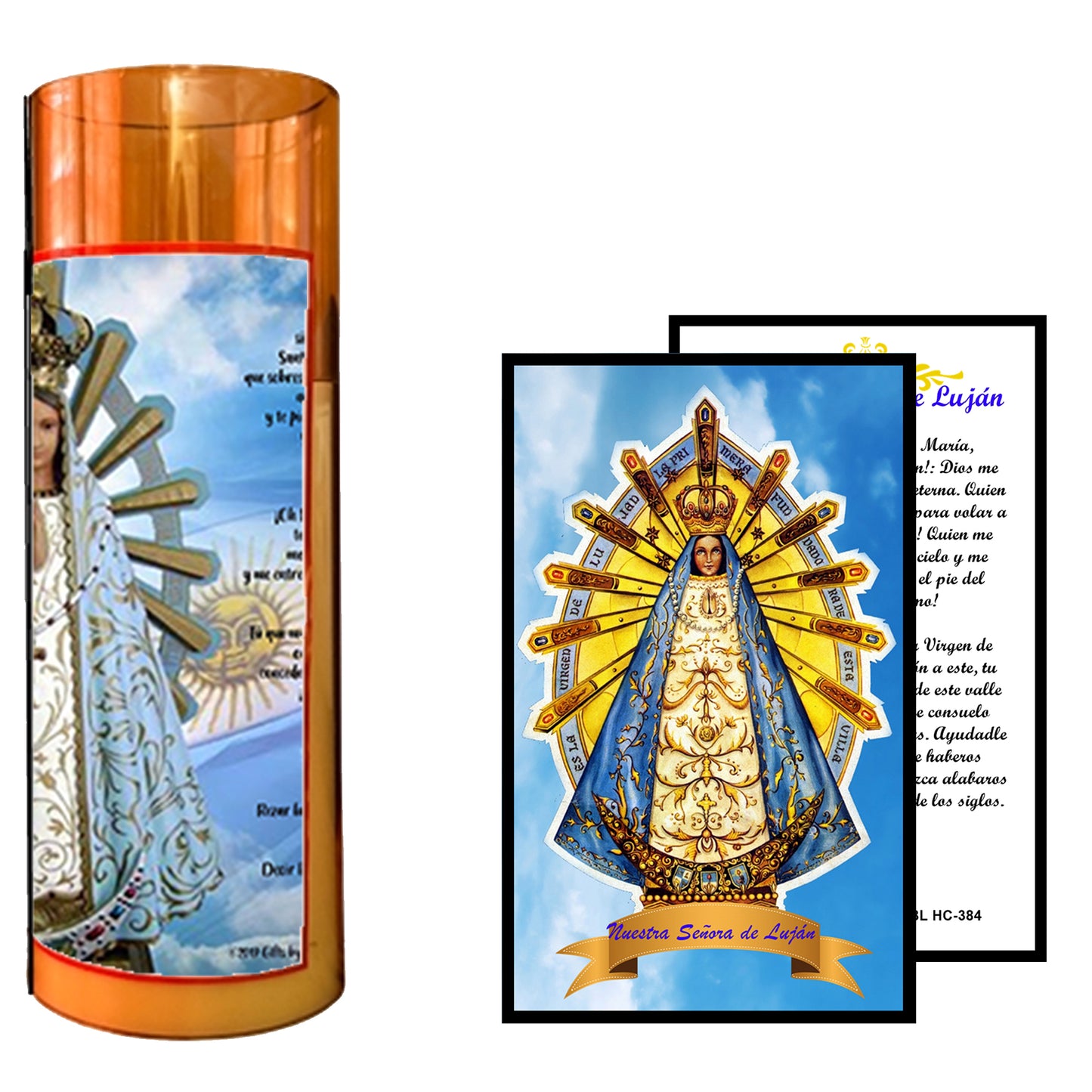Our Lady of Luján LED Acrylic Pillar Candle with Flickering Flame Battery Operated great for places where an open flame is not allowed hospitals nursing homes dorms-Batteries included