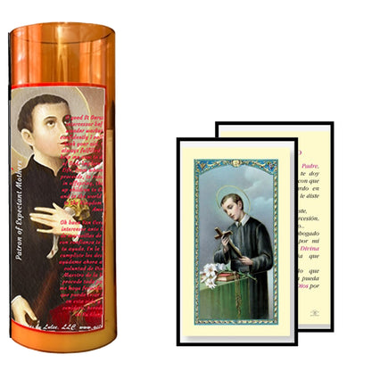 Saint Gerardo Maiella LED Acrylic Pillar Candle with Flickering Flame Battery Operated great for places where an open flame is not allowed hospitals nursing homes dorms-Batteries included