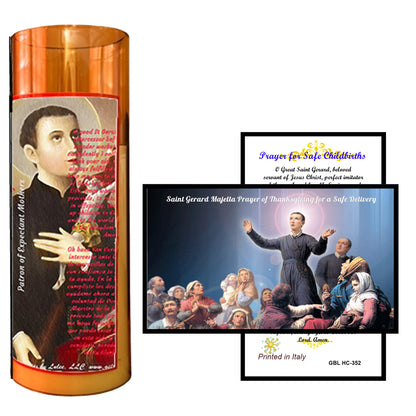 Saint Gerardo Maiella LED Acrylic Pillar Candle with Flickering Flame Battery Operated great for places where an open flame is not allowed hospitals nursing homes dorms-Batteries included