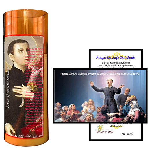 Saint Gerardo Maiella LED Acrylic Pillar Candle with Flickering Flame Battery Operated great for places where an open flame is not allowed hospitals nursing homes dorms-Batteries included
