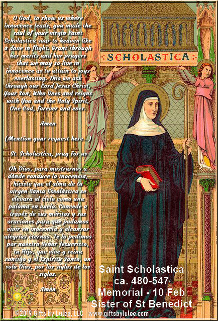 Saint Scholastica LED Acrylic Pillar Candle with Flickering Flame Battery Operated great for places where an open flame is not allowed hospitals nursing homes dorms-Batteries included