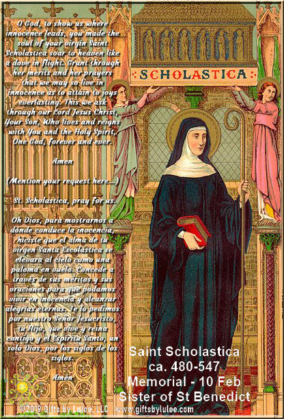 Saint Scholastica LED Acrylic Pillar Candle with Flickering Flame Battery Operated great for places where an open flame is not allowed hospitals nursing homes dorms-Batteries included