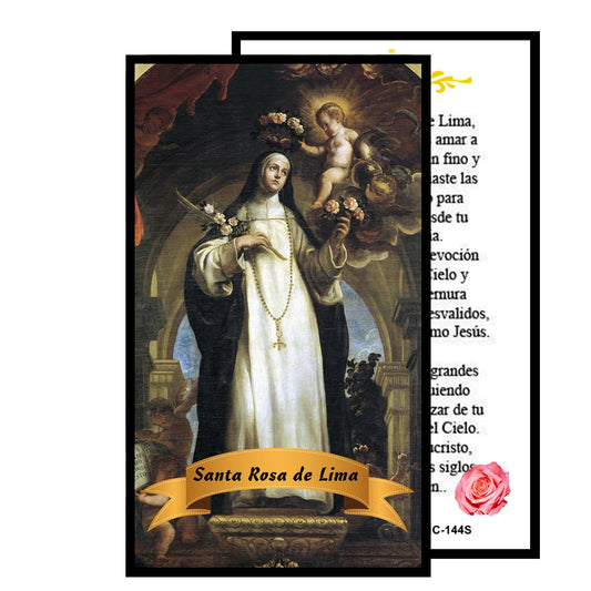 Saint Rose of Lima Rosa de Lima Patroness of embroiderers Gardeners Florists Blessed Prayer Card